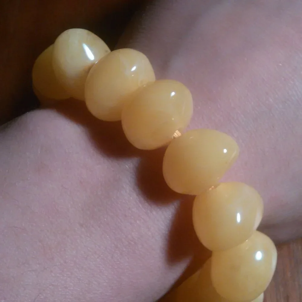 Golden Color Lab Created Light Amber Nuggets Stretch Bracelet